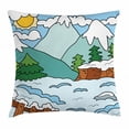 thumbnail image 1 of Northwoods Throw Pillow Cushion Cover, Cartoon Winter Mountains Landscape Cold Weather Illustration Christmas Season, Decorative Square Accent Pillow Case, 24 X 24 Inches, Multicolor, by Ambesonne, 1 of 2