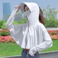 thumbnail image 6 of Alkepwun Womens Jacket Solid Color Batwing Long-Sleeve Lightweight Breathable Ice Silk Hooded Sun Protection Jacket Outdoor Cycling Thumb Holes Coat with Brim and Mask, 6 of 7