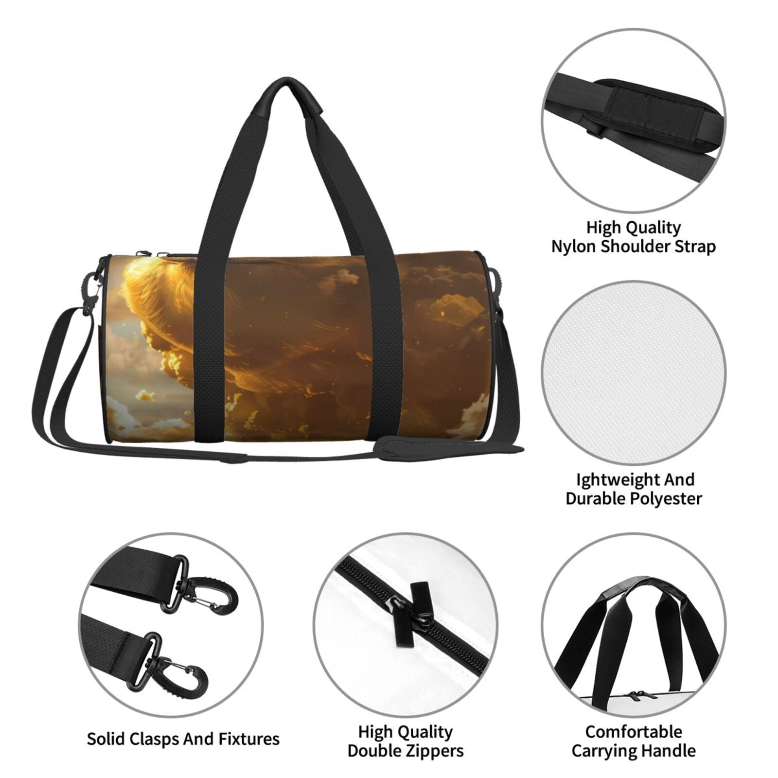 Vsdgher Golden Pig Cloud Fantasy 45L Foldable Duffel Bag, Sports Gym Bag,Overnight Bag, Portable Weekender Bag for Airplanes