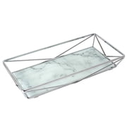 Home Details Large Marble Agate Design Rectangular Geometric Vanity Tray, Chrome