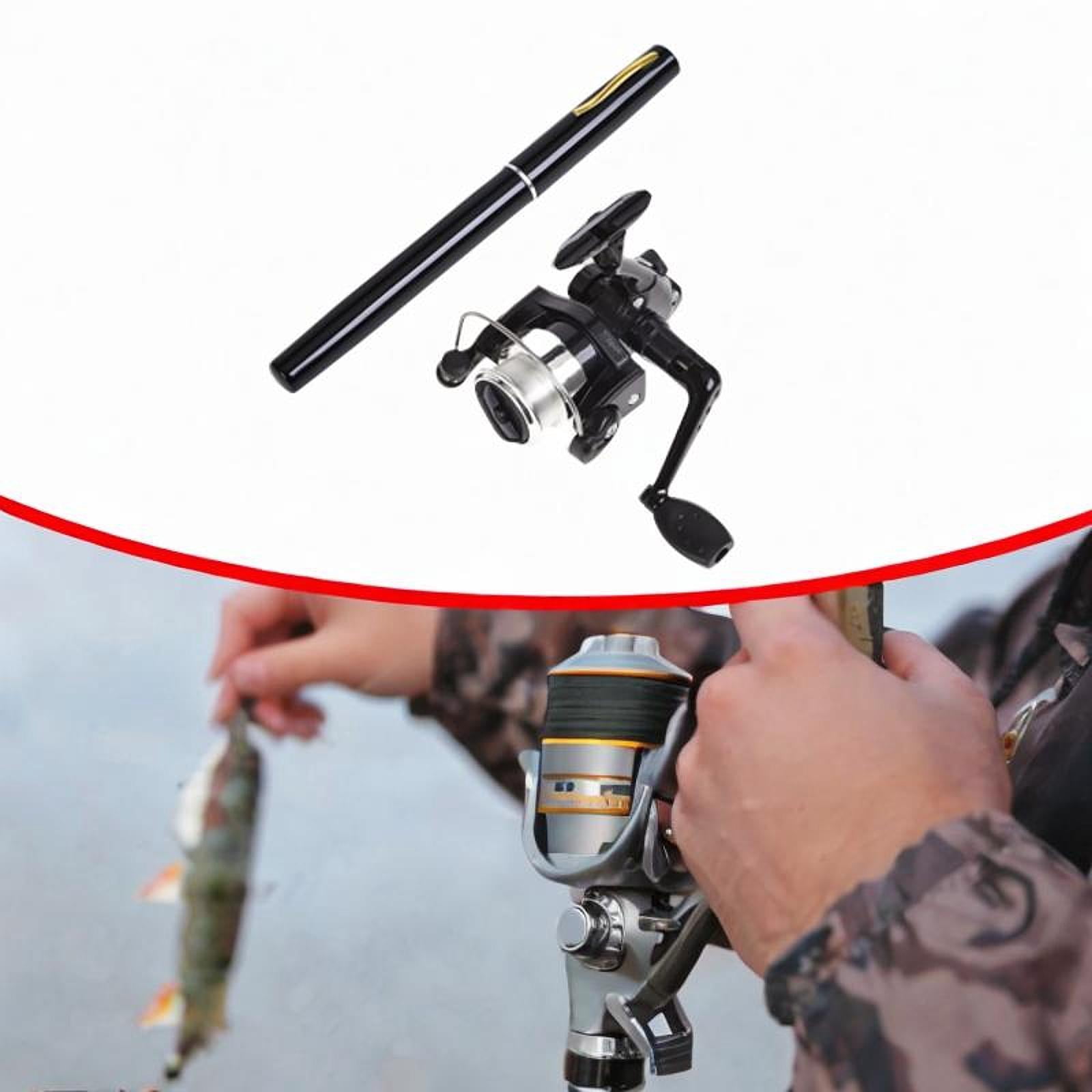 Colaxi Mini Fishing Rod Reel Combo, Mini Pen Fishing Pole Gift with Line Portable Fishing Reel for Outdoor Saltwater Freshwater Boys Black