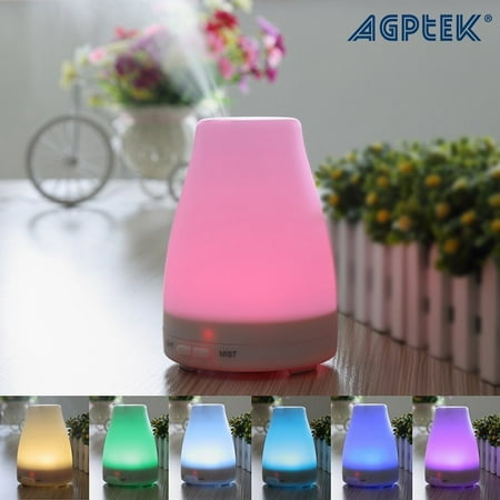 AGPtek Oil Aromatherapy Diffuser Ultrasonic Humidifier with 7 Color Changing LED Waterless Auto