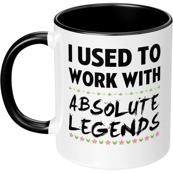 I Used to Work with Absolute Legends 11 oz Funny Retirement Coffee Mug Ceramic Cup Goodbye Going Away Gift for Coworker New Job Thank You Present for Man Woman Office Humor Black