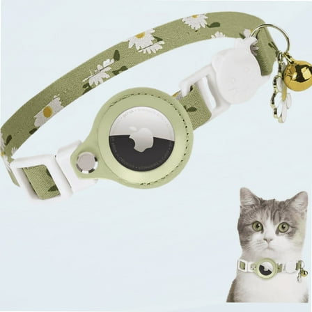 Airtag Cat Collar, Floral Cat Collars with Airtag Holder, Breakaway Air Tag Cat Collar with Bell and Safety Buckle, Adjustable Airtag Collar for Girl Boy Cats Puppy Fit Necks: 8.6‘‘-13.4‘‘