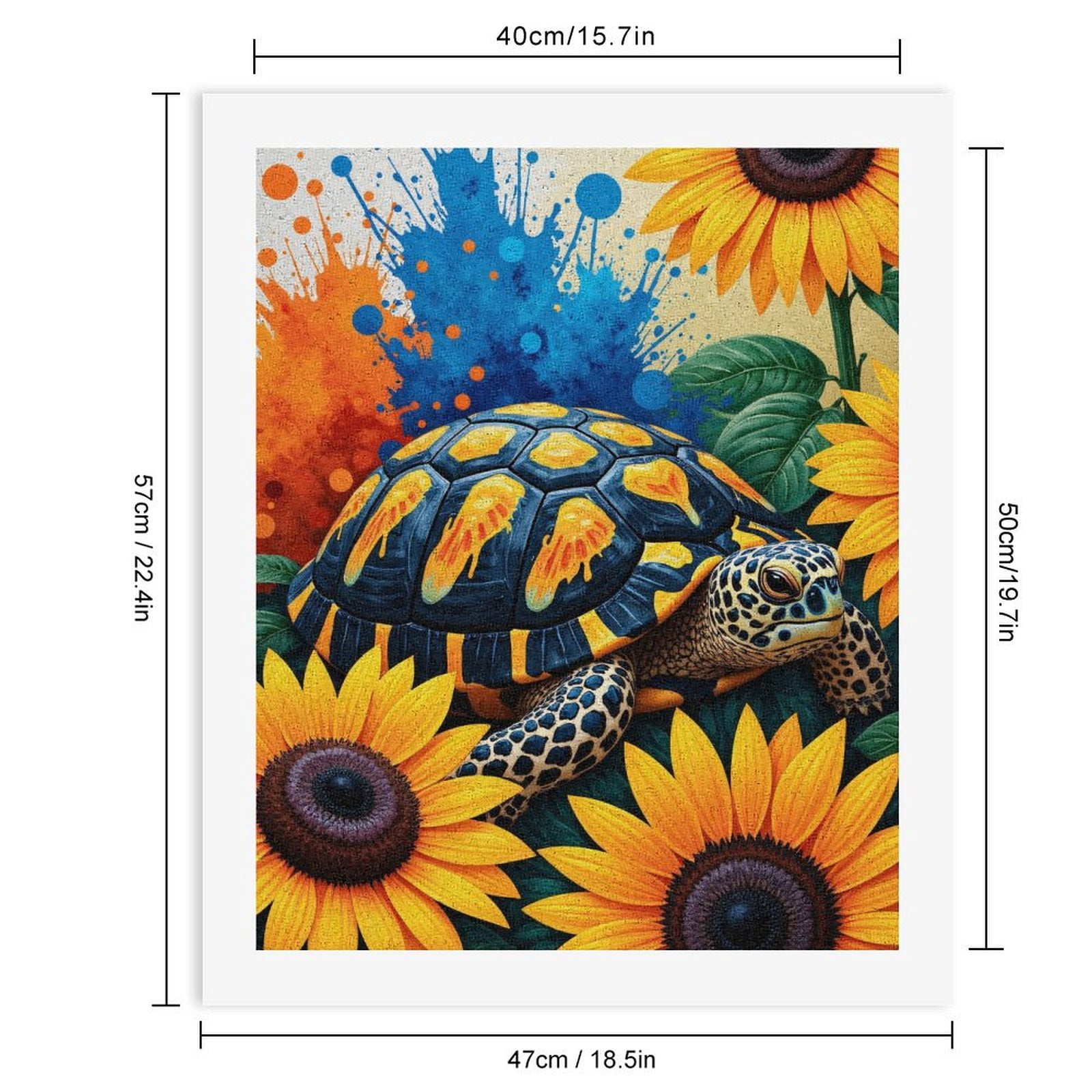 Paint By Numbers Kit for Adults Beginner - DIY Turtle Sunflowers Splash Art Canvas Painting Kits for Adults, Frameless Paint By Number for Adults for Home Wall Decor 16x20 Inch
