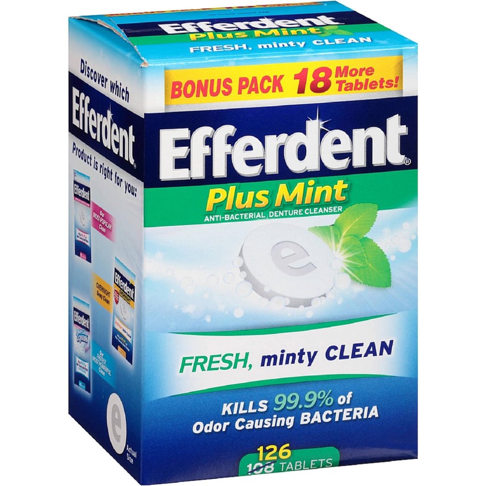 Efferdent Plus Mint AntiBacterial Denture Cleanser Tablets 126 ea