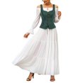 thumbnail image 6 of HXWCHs Halloween Women Vest Cosplay Costume Waistcoat Halloween Gothic Medieval Bodice Size: XXXL Dark Green, 6 of 7