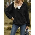 thumbnail image 6 of Black Zip Up Hoodie for Women Drawstring Hooded Sweatshirts Jacket with Pocket Alsol Lamesa, 6 of 6