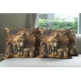 thumbnail image 2 of Ambesonne Rustic Throw Pillow Cover Pack of 4, Grunge Old Glory Barn Cow, 4 Pcs-28" x 28", Amber and Caramel, 2 of 5