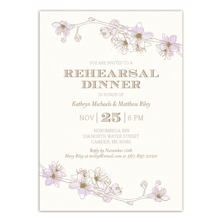 Personalized Wedding Rehearsal Dinner Invitation - Delicate Floral - 5 x 7