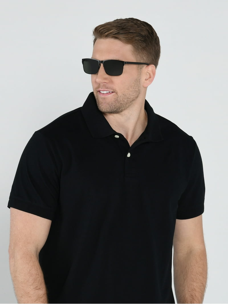 Foster Grant TruPolar Black Rectangle Polarized Sunglasses