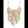 thumbnail image 2 of Top Corto con Lazo Frontal para Mujer, Estilo Y2K, con Tirantes Finos y Encaje, Holgado, para Salir, Camiseta de Tirantes con Abertura, y Elegante Caqui M, 2 of 10