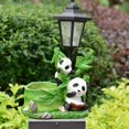thumbnail image 1 of Estatua de jardín de panda de resina con luz solar, minimaceta resistente a intemperie, multiusos, 7,3 x 5 x 12,6 pulgadas, adorno artesanal para, 1 of 8