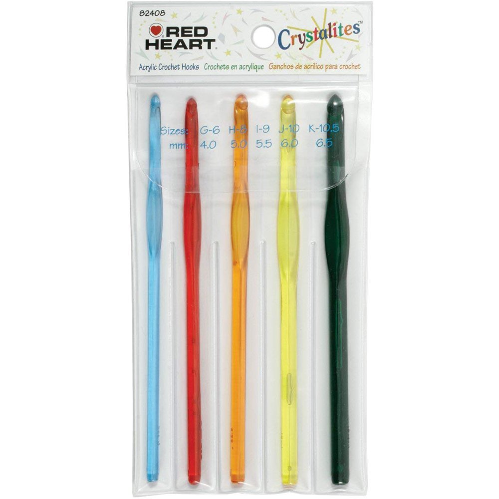 Susan Bates 82408 Red Heart Crystallites Acrylic Crochet Hook Set, Size