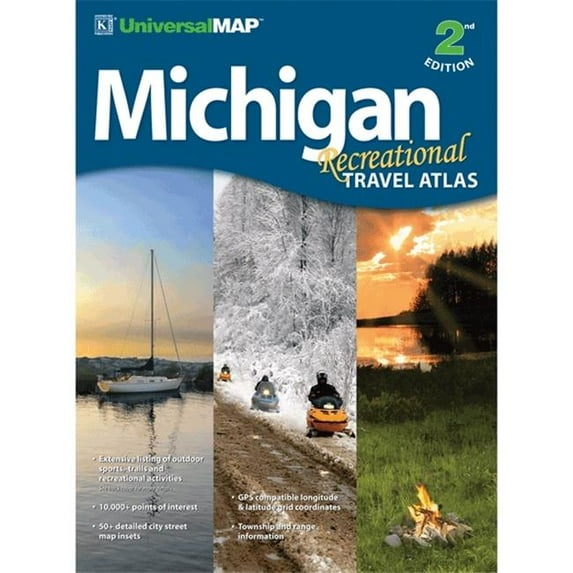 Universal Map 076253592X Michigan Recreational Travel Atlas