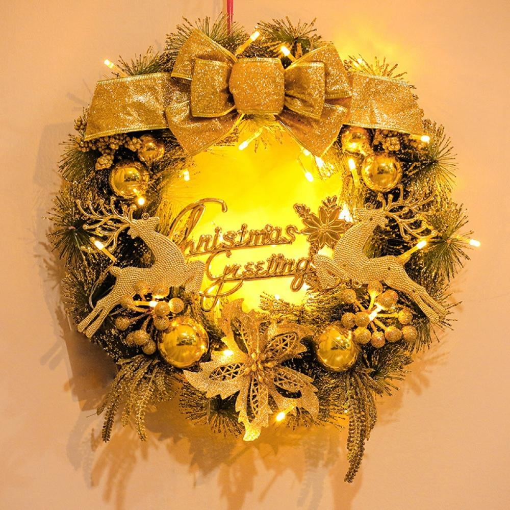 16 Inch Christmas Wreath, Outdoor Lighted Christmas Wreath for Front