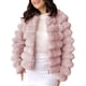 thumbnail image 3 of Chaqueta de Piel Sintética para Mujer, Abrigo Corto Abullonado de Larga, Abrigo Cálido de Invierno. Rosa XXL, 3 of 8