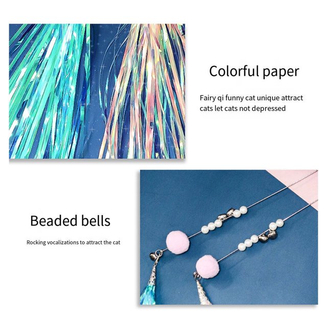 Cat Teaser Stick Portable Cats Toy Shinny Exercise Playing Rod Exquisite Waterproof Pets Interactive Sticks for Pink
