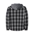 thumbnail image 4 of Mens Plaid Fleece Jacket Dqueduo Men's Flannel Plaid Long Sleeve Hooded Button Front Chest Pocket Casual Shirt Jacket Black XL, 4 of 5