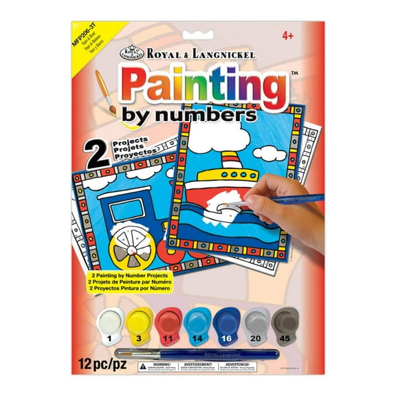 Royal & Langnickel: My First Paint By Number Boat & Train 2Pk Craft Kit, Ages 2