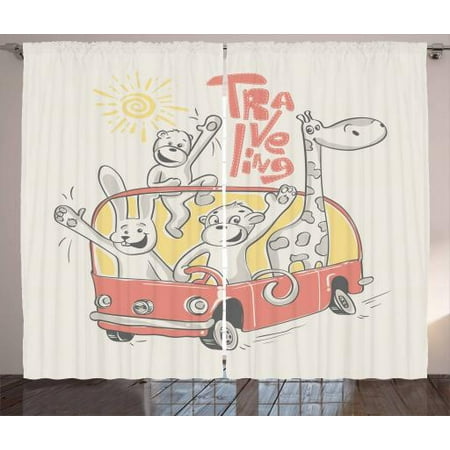 Adventure Nursery Curtains 2 Panels Set Road Trip Concept Rabbit Monkey Giraffe And Bear Travelling Window D For Living Room Bedroom 108w X Adventure Nursery Curtains 2 Panels Set Road Trip Concept Rabbit Monkey Giraffe And Bear Travelling Window D For Living Room Bedroom 108w X