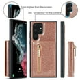 thumbnail image 6 of Dteck Samsung Galaxy S22 Ultra Case Wallet for Women Glitter PU Leather S22 Ultra Case with Magnetic Detachable Card Holder Wallet with Zipper Pocket Kickstand Shockproof Cover,Rosegold, 6 of 10