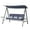 Blue, variant on Yesurprise Outdoor Swing, Porch Swing with 2 Removable Side Tables, Cushions, Lumbar Pillow, Canopy, 3 Wide Removable Seats, Patio Swing Chair for Courtyard, Porch, Backyard