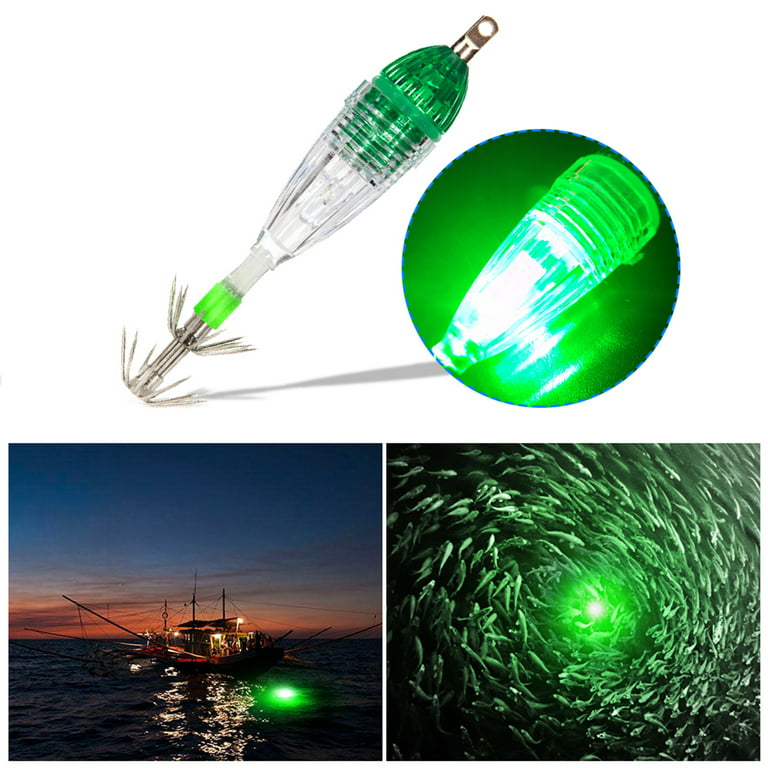 Waterproof Underwater LED Fishing Light Fish Lure Attracting Light Lamp with Squid Jig Hooks, Size: 1, Colorful