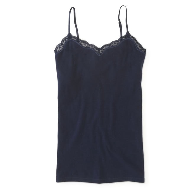 Aeropostale - Camiseta sin mangas con ribete de encaje para mujer, azul, pequeña Aeropostale Cami