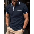 thumbnail image 1 of 2024 Summer casual Office solid color pocket POLO shirt Men‘s Breathable Short Sleeve Top LS, 1 of 1