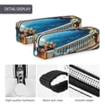 thumbnail image 4 of Yiaed Coastal Style Garden Villa Print Leather Pencil Case - Leather Pen Pencil Holder - Elegant & Practical Pencil Pouch for Work & Office, 4 of 7
