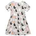 thumbnail image 2 of FORMRS Girls Short Sleeve Dress Summer Casual Round Neck A-line Beach Sundress, Sizes 2T-8T, Gray Cartoon Pattern, 2 of 8