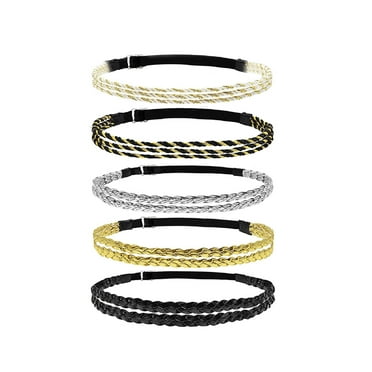 Hair Clips for Women 5Pcs Adjustable Braided Headband No Stretchy Hair Band FashionÂ Hair Clip Leather Black