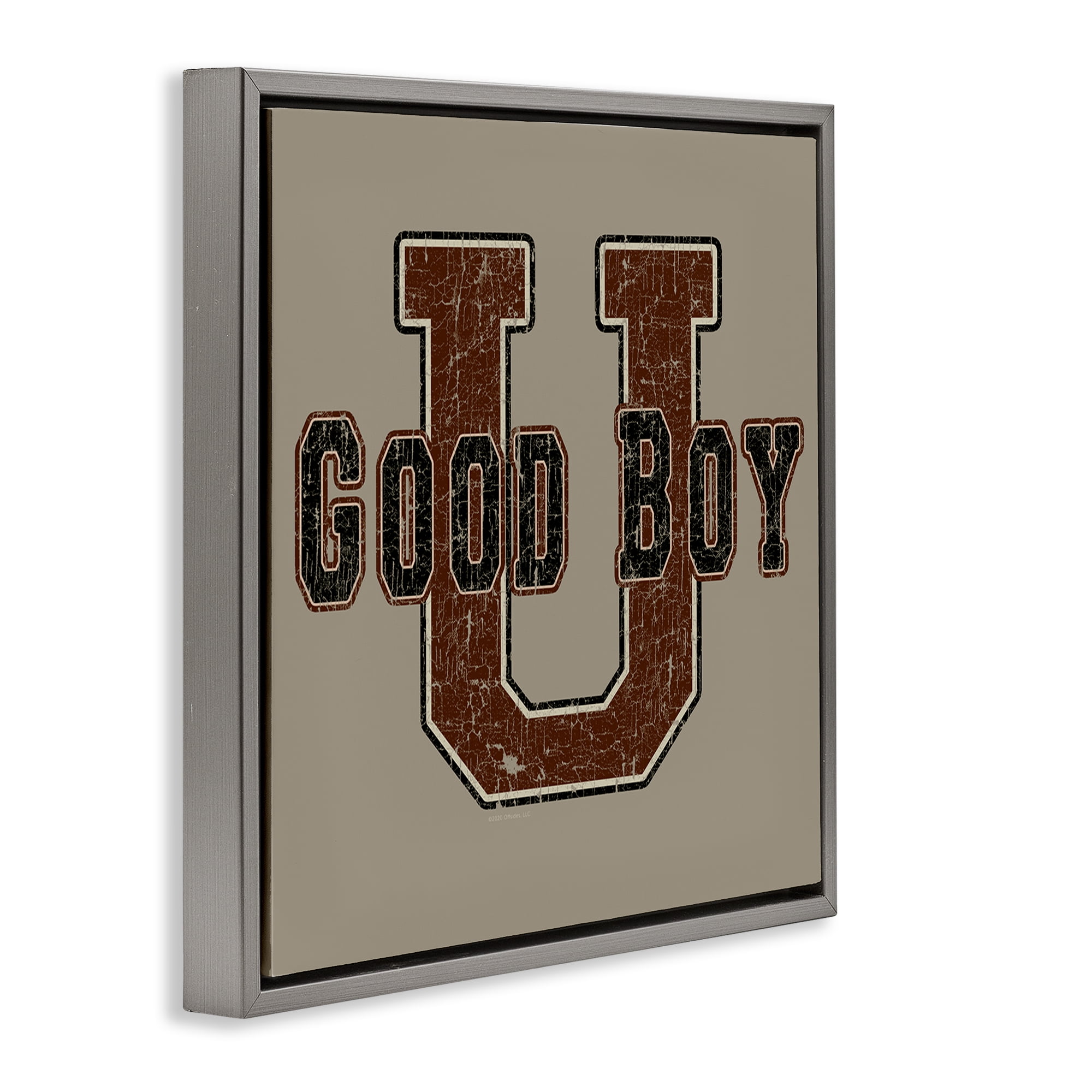 Stupell Industries Good Boy U Vintage Novelty & Humor Painting Gray Floater Framed Canvas Art Print Wall Art, 18 x 18