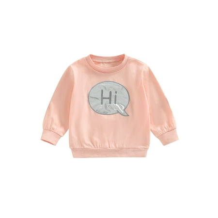 

Kids Little Boys Girls Pullovers Tops Long Sleeve Round Neck Letter Embroidery Loose Sweatshirts Pink 3-4 Years