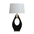 thumbnail image 2 of Pearson Table Lamp - Ebony Wood Weathered Brass White Cotton-Linen Shade, 2 of 11