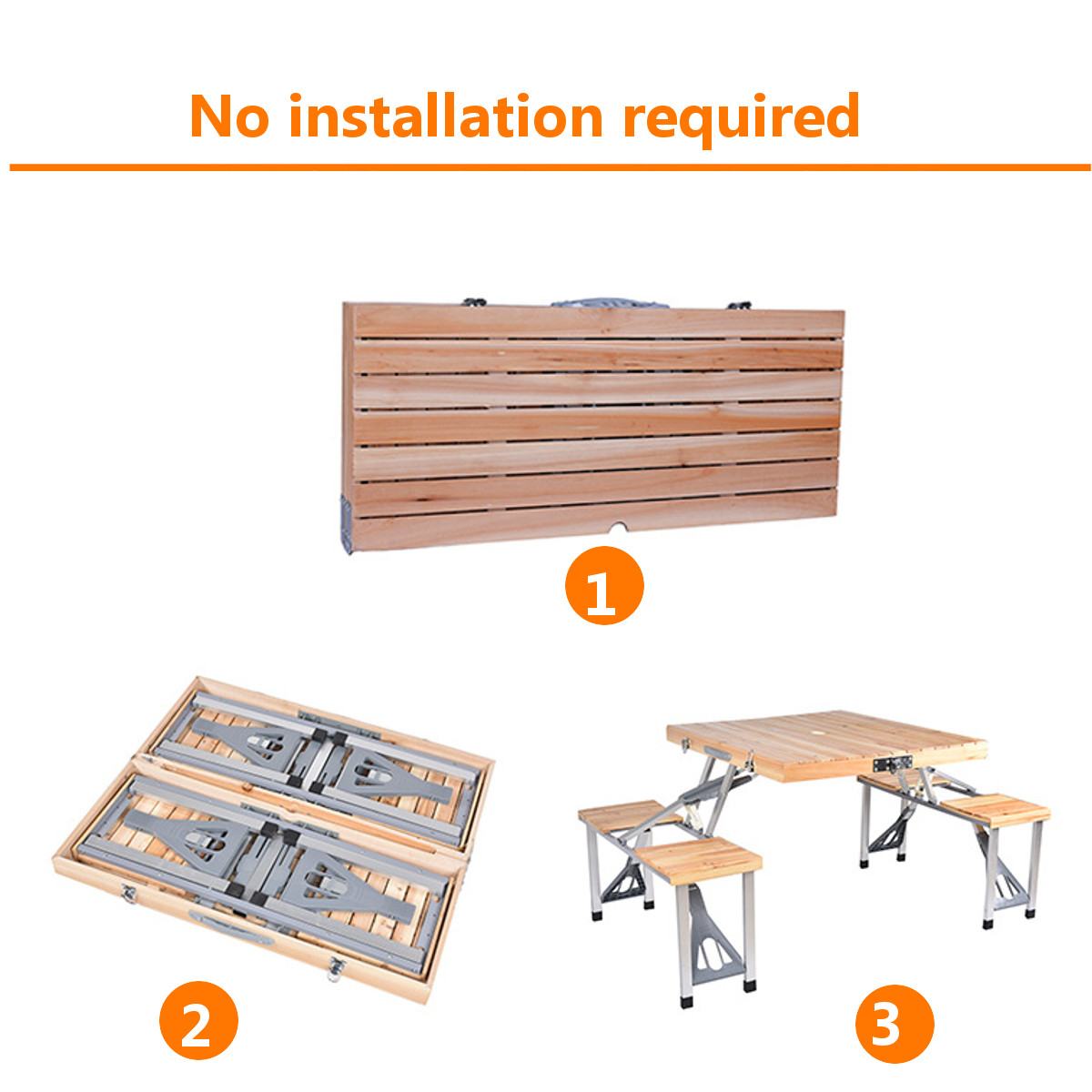 Buy Portable Foldable Camping Picnic Table with Seats Chairs and Umbrella Hole, 4Person Fold Up