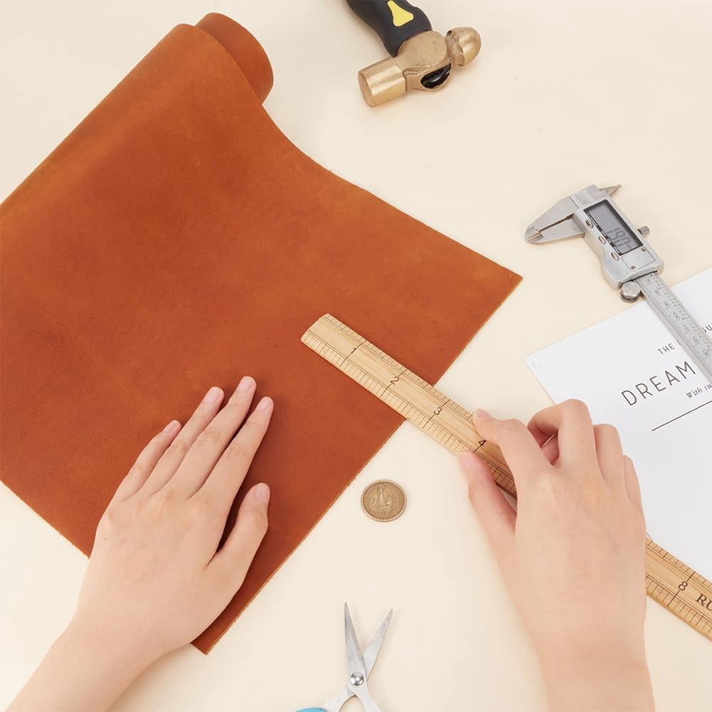 24×12" PU Leather Sheets 2mm Thick Tooling Leather Square Cowhide Craft Leather Pieces Rectangle Leather Fabric for Crafts Tooling Sewing Hobby Workshop Peru Peru