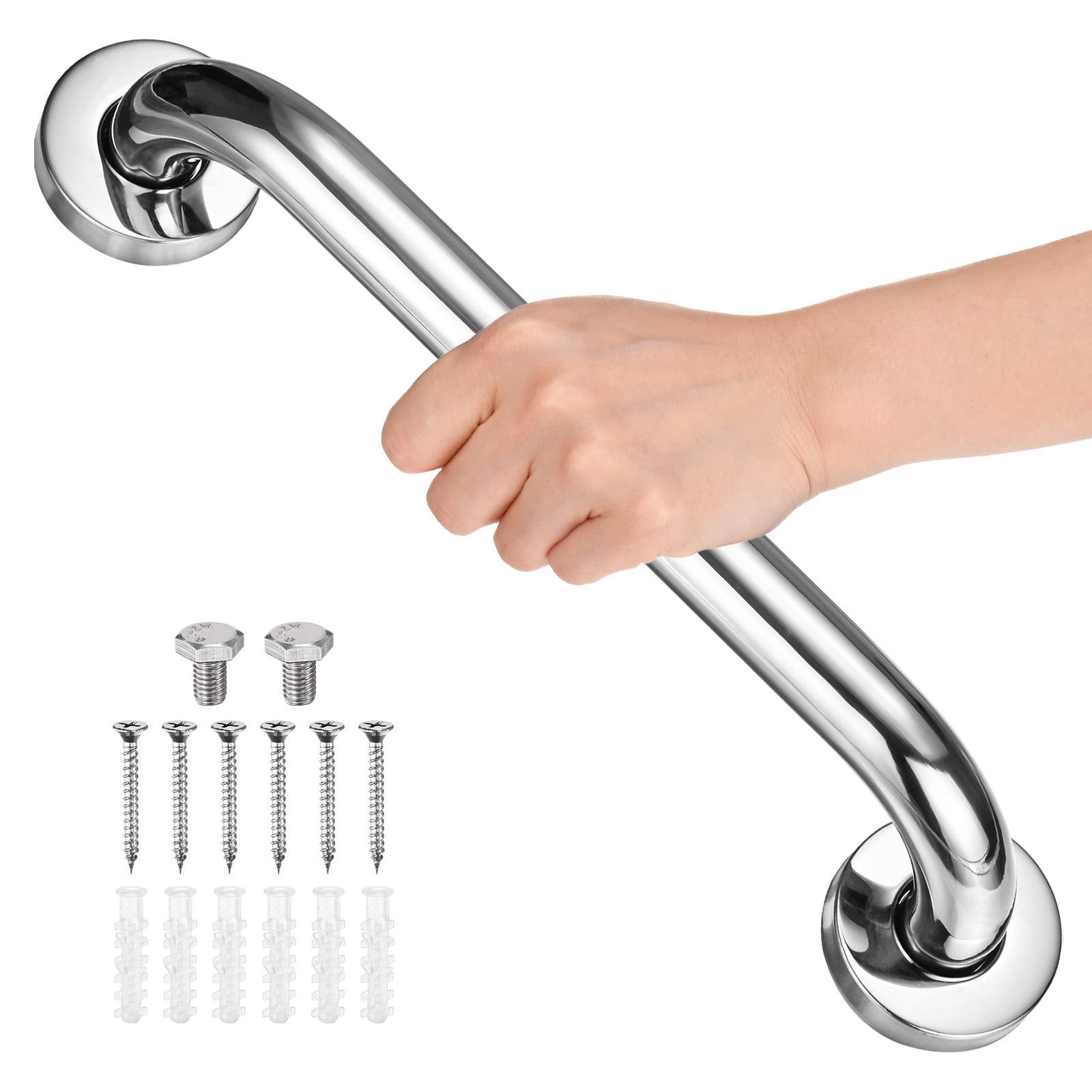1-Pack 12 Inch Anti Slip Grab Bars, Stainless Steel Safety Shower Handle for Toilet/Elderly Assist Bath Handle [Chrome]