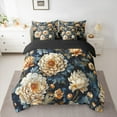 thumbnail image 2 of Homewish Female Men Women Floral Peony Bedding Comforter Set 7 Pieces,Chic Flowers Blossoms Full Bedding Set Lightweight,Retro Vintage Exotic Style Fitted Sheet Flat Sheet, 2 of 8