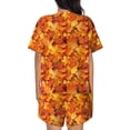 thumbnail image 6 of Daiia Autumn Maple Leaf Pile Pattern Womens Pajama Sets Short Sleeve Pajamas for Women Sets Soft Lounge Sets Casual Round Neck Sleepwear PJS-X-Large, 6 of 7