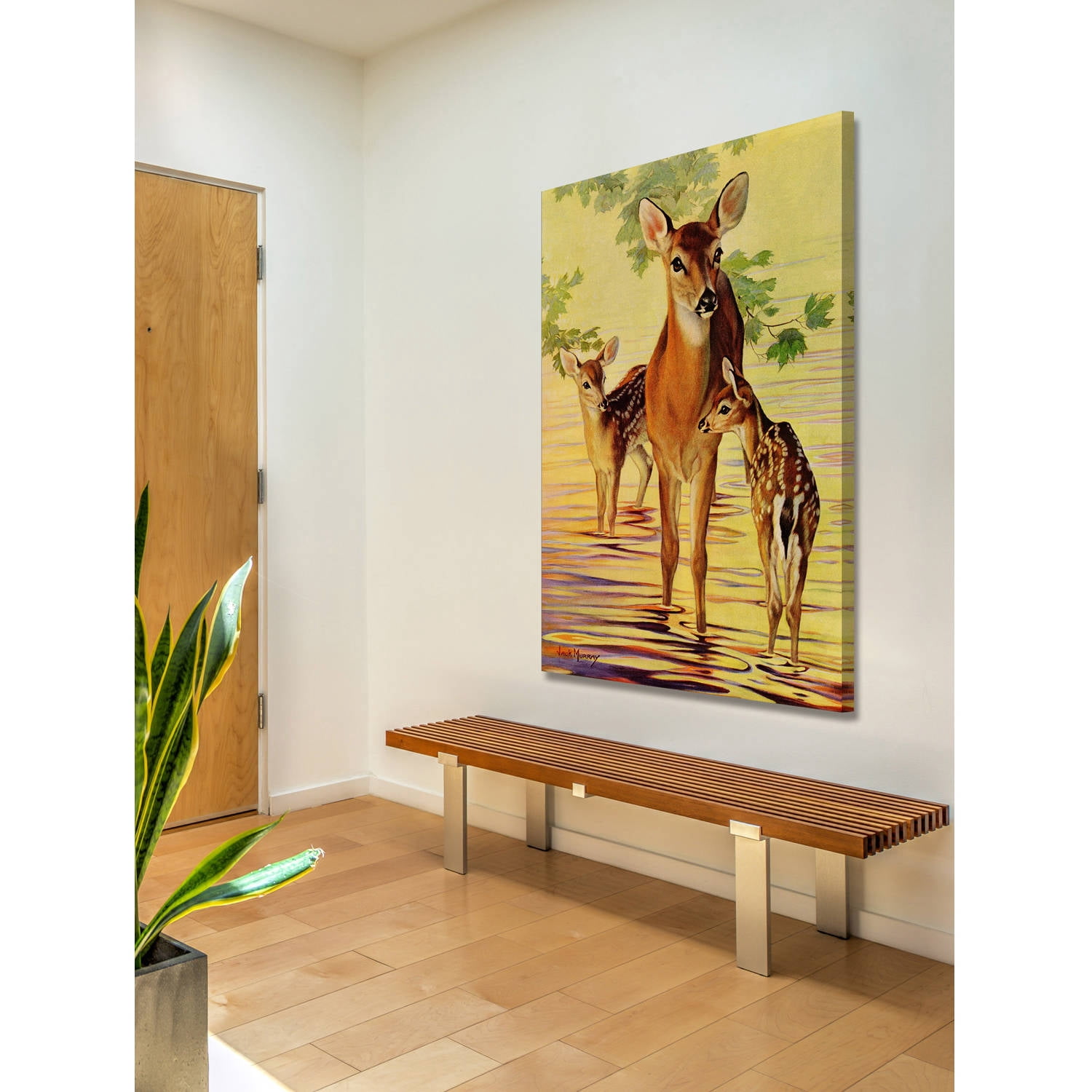 "Doe and Fawns" Painting Print on Wrapped Canvas