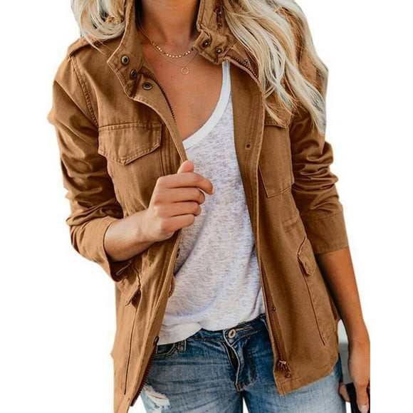 WILLBEST Women Coat Long Coat Women Wool Women's Solid Color Oversized Korean Zip Up Jacket with Pockets
