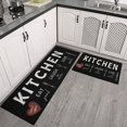 thumbnail image 4 of Black Kitchen Rugs and Mats Set of 2,Eat Good Live Well Laugh Often Kitchen Decoration Non Slip Super Absorbent Mats for Sink Waterproof Runner Rug for Laundry Room 17"x48"+17"x24", 4 of 6