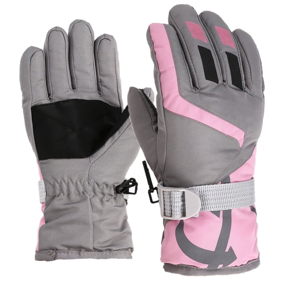 Fgnfyis Snow Gloves for Kids Windproof Outdoor Skating Snowboarding Insulated Cold Weather Boys Girls Winter Gloves Mittens Grey S