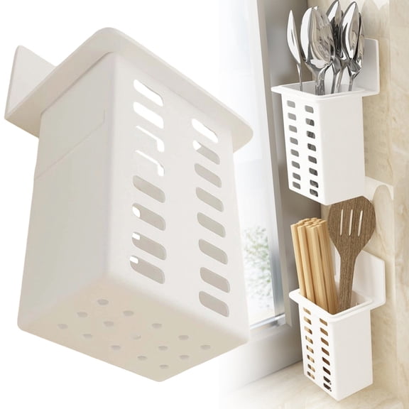 Clearance Under $1 Wall Mount Cutlery Organizer, Adhesive Hanging Rack for Kitchen Utensils and Chopsticks