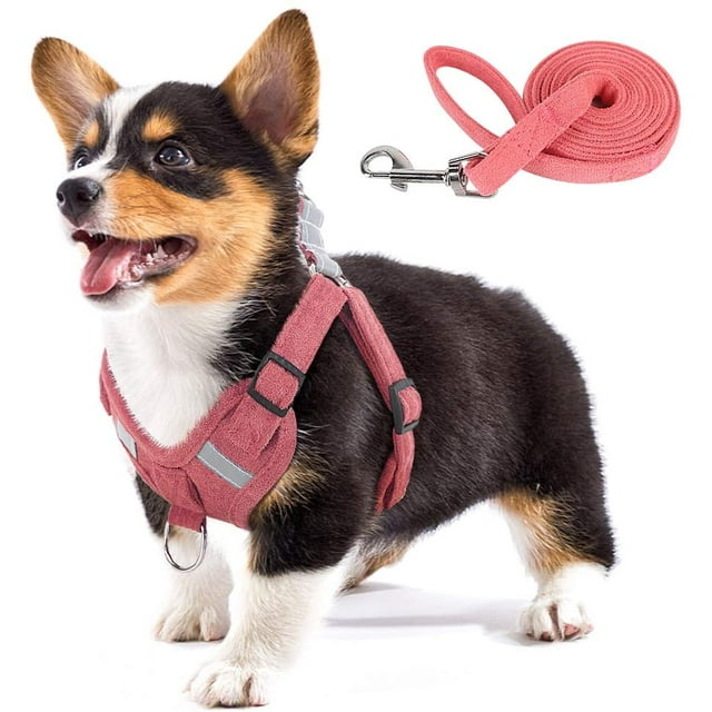 Arnés para perros Tela de gamuza suave al tacto Chaleco para mascotas Arnés ajustable reflectante sin tirones para perros pequeños, perros pequeños y medianos Ormromra LRWJ046-23