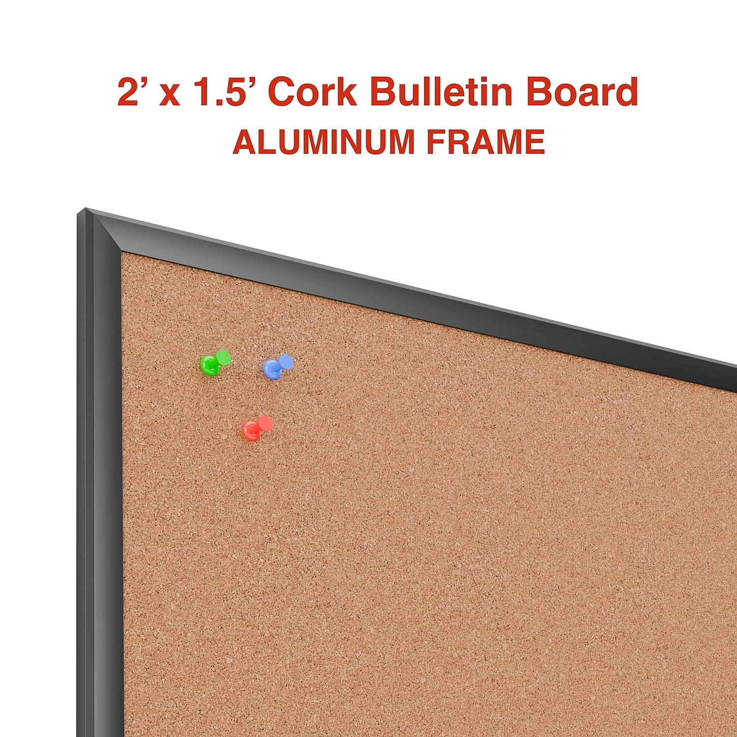 Staples Cork Bulletin Board Black Frame 2' x 1.5' (ST62833)