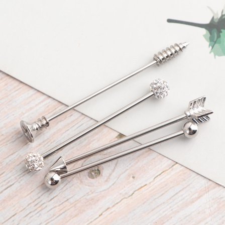 HEANUJJ Industrial Ear Piercing Jewelry Set, Silver Stainless Steel Bar for Casual and Everyday Wear