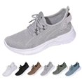thumbnail image 2 of NOKIO Women 𝖫a𝖼e Up Sneakers Lightweight Knit Sport Shoes Breathable Gym Workout Shoes Comfortable Soft Sole Running Shoes for Hiking Jogging Training Wear, 2 of 9